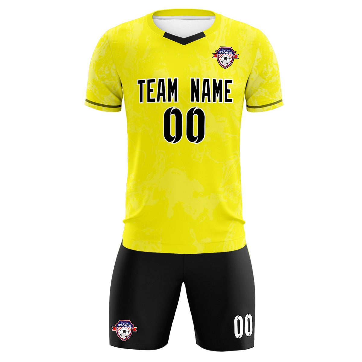 Custom Yellow Classic Graffiti Pattern Sportswear Football Kit Jersey