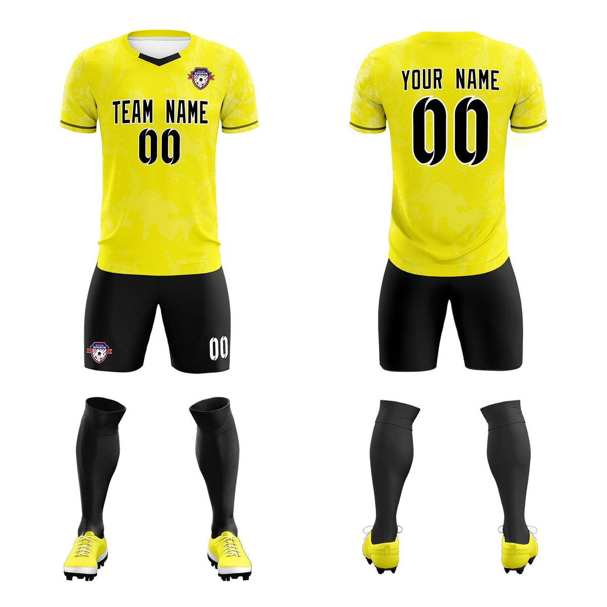 Custom Yellow Classic Graffiti Pattern Sportswear Football Kit Jersey