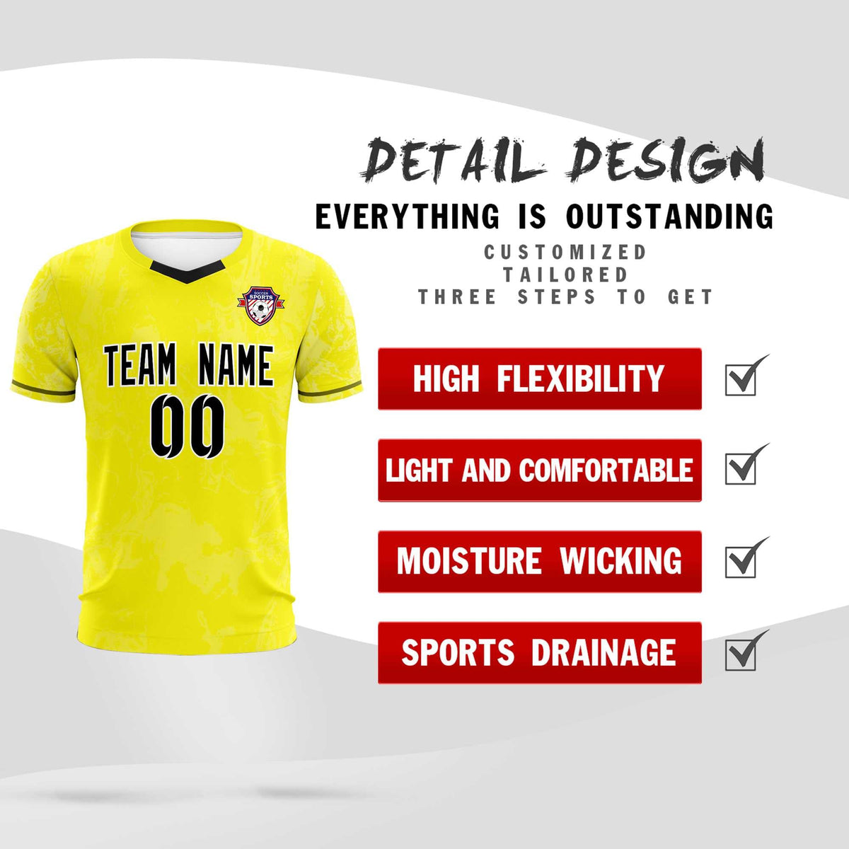 Custom Yellow Classic Graffiti Pattern Sportswear Football Kit Jersey