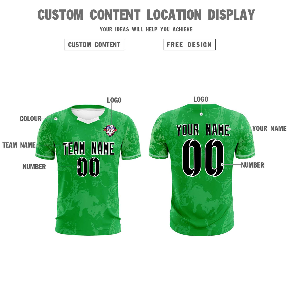 Custom Kelly Green Classic Graffiti Pattern Sportswear Football Kit Jersey