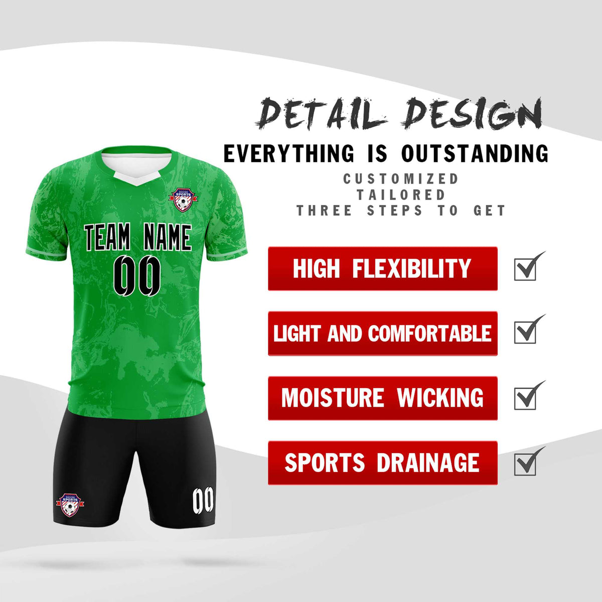Custom Kelly Green Classic Graffiti Pattern Sportswear Football Kit Jersey