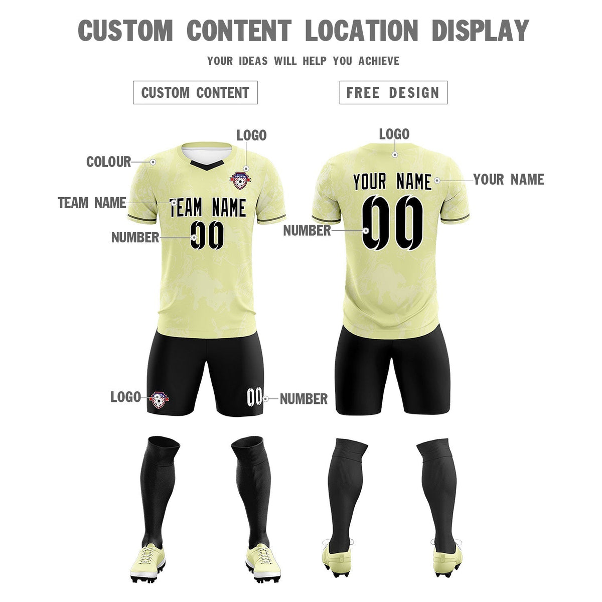 Custom Cream Classic Graffiti Pattern Sportswear Football Kit Jersey