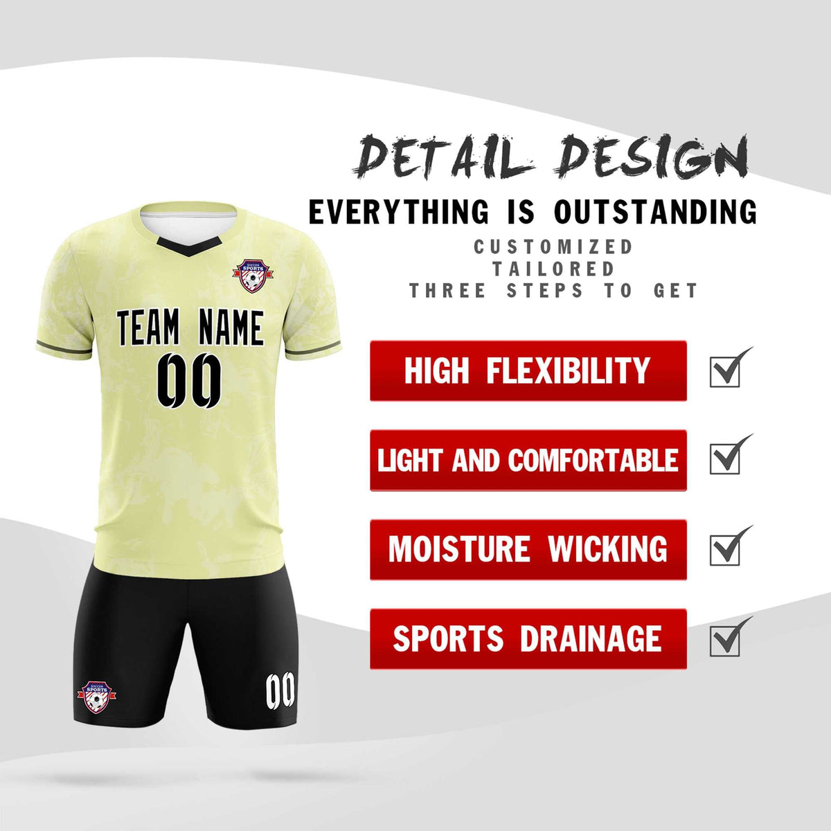 Custom Cream Classic Graffiti Pattern Sportswear Football Kit Jersey