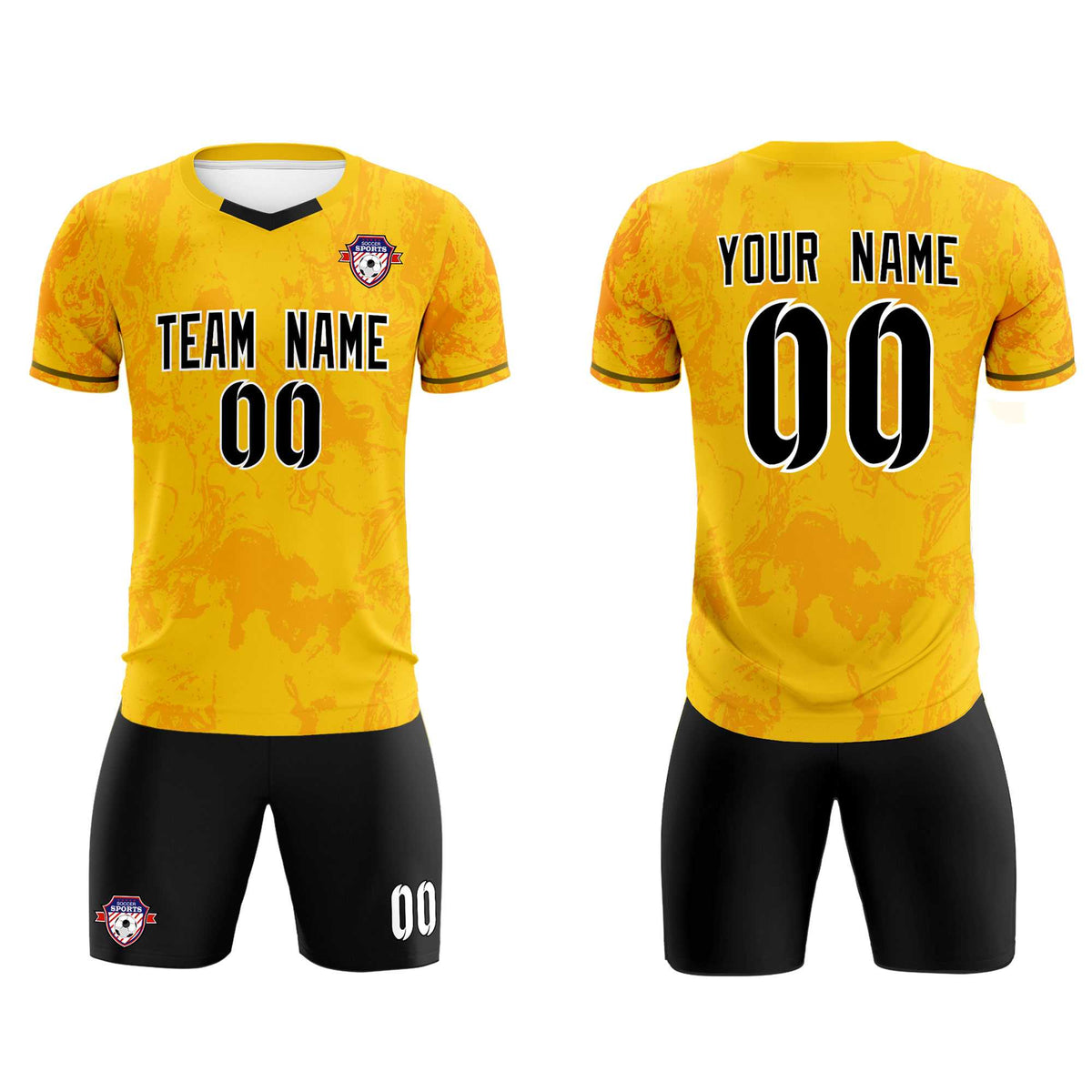 Custom Gold Classic Graffiti Pattern Sportswear Football Kit Jersey