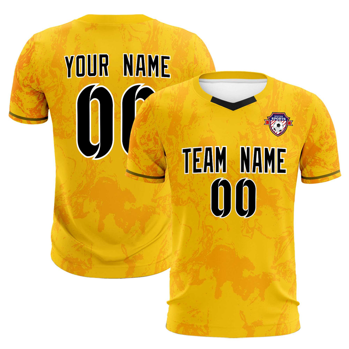 Custom Gold Classic Graffiti Pattern Sportswear Football Kit Jersey