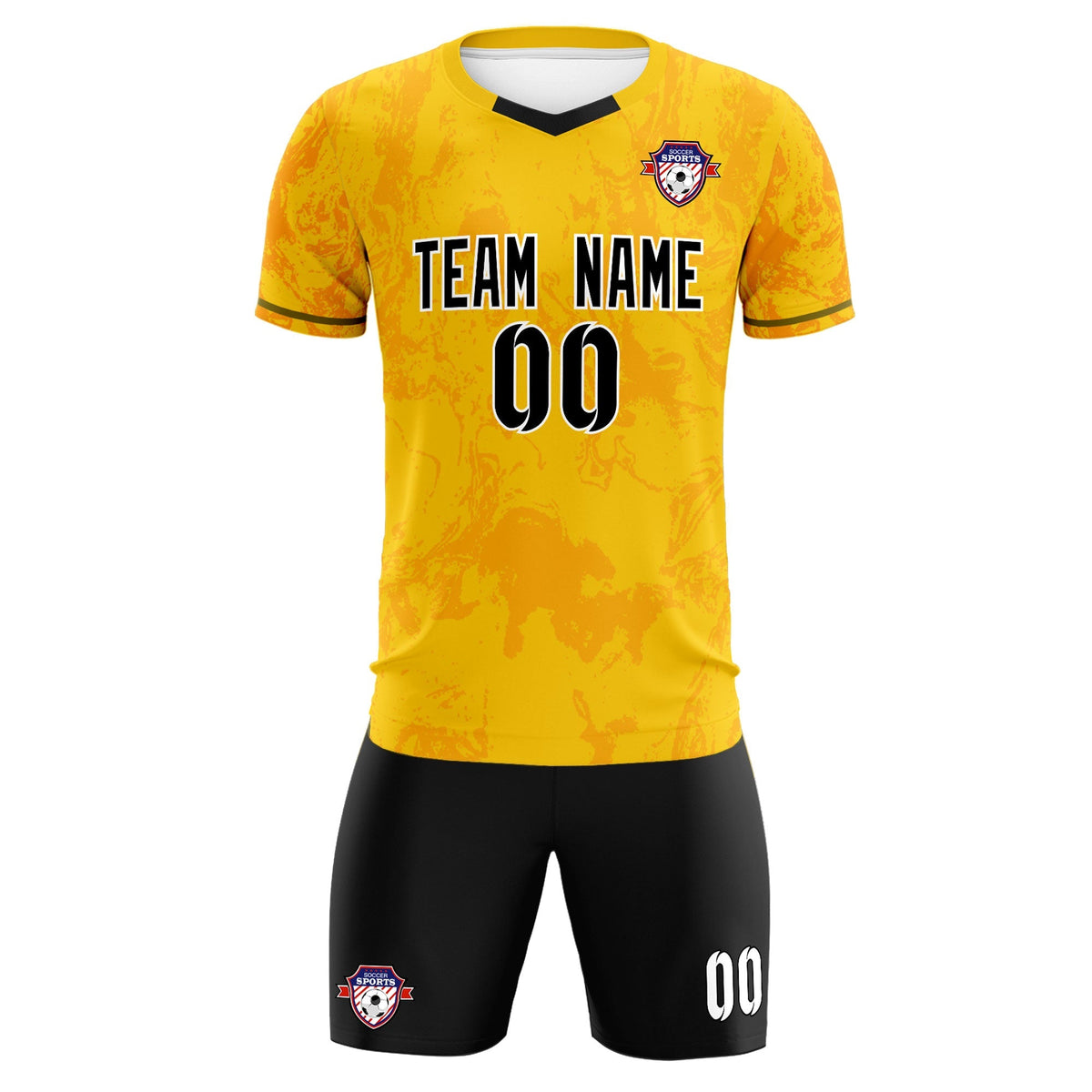 Custom Gold Classic Graffiti Pattern Sportswear Football Kit Jersey