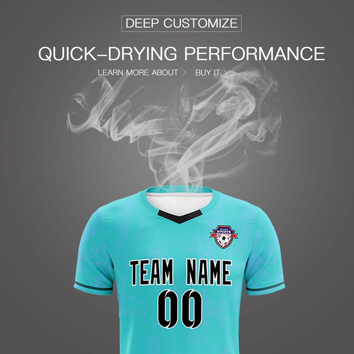 Custom Sky Blue Classic Graffiti Pattern Sportswear Football Kit Jersey