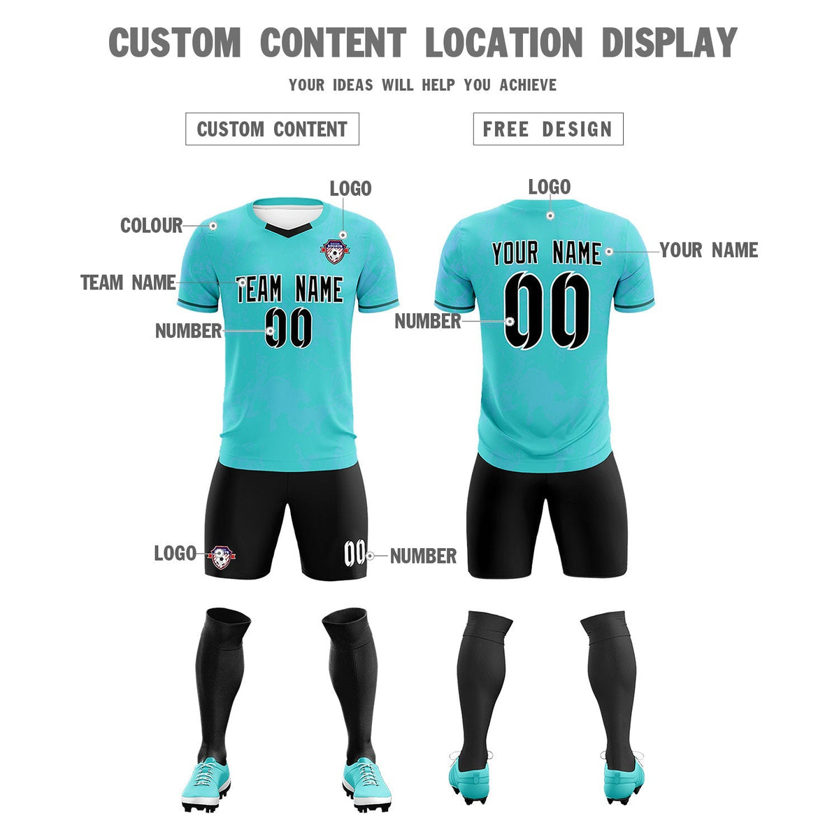 Custom Sky Blue Classic Graffiti Pattern Sportswear Football Kit Jersey