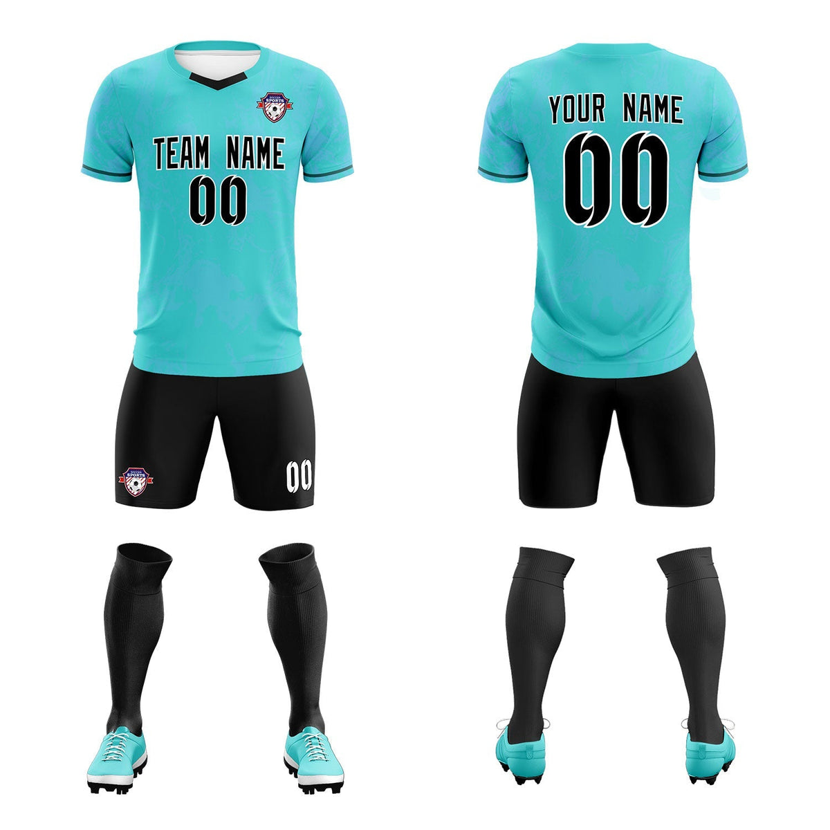 Custom Sky Blue Classic Graffiti Pattern Sportswear Football Kit Jersey