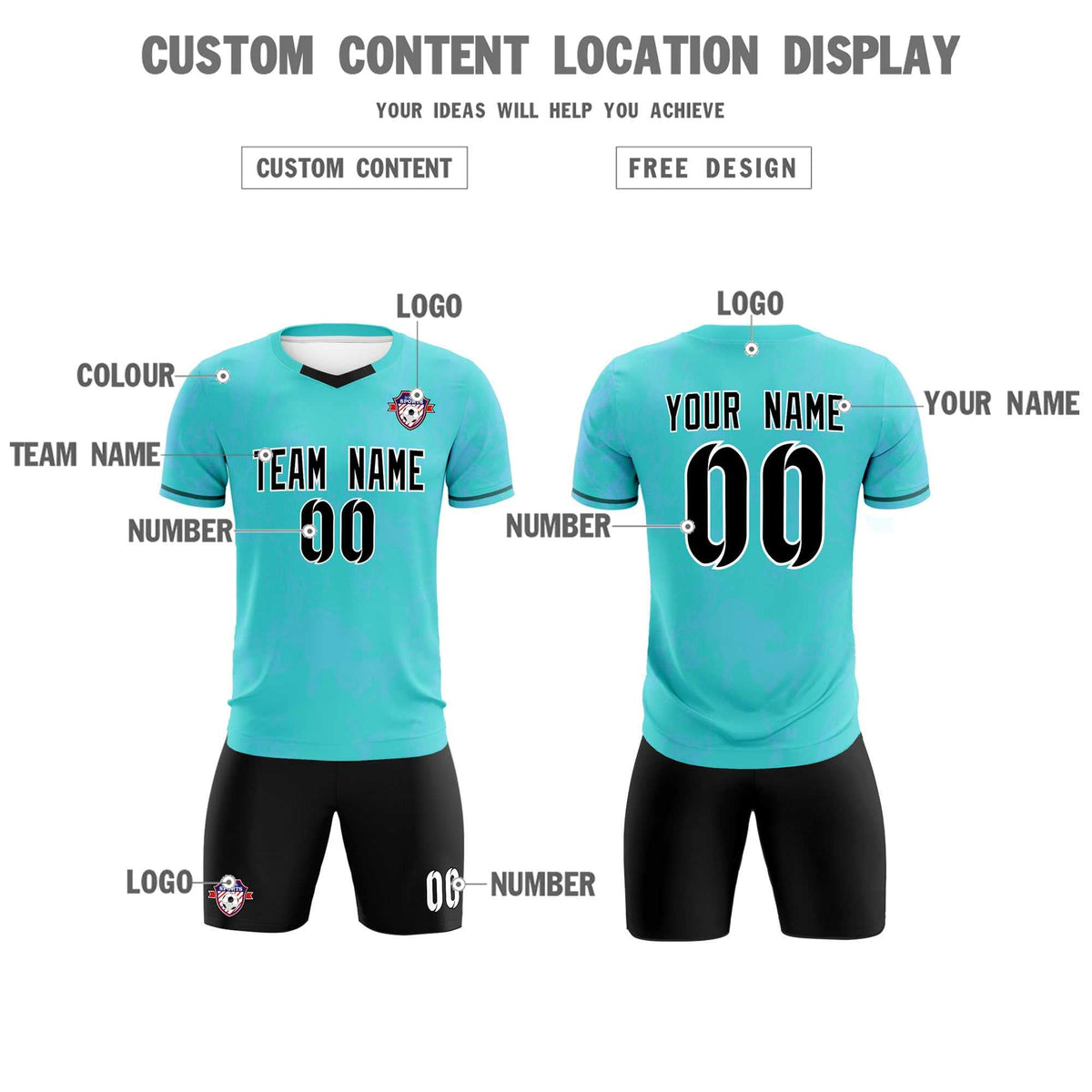 Custom Sky Blue Classic Graffiti Pattern Sportswear Football Kit Jersey
