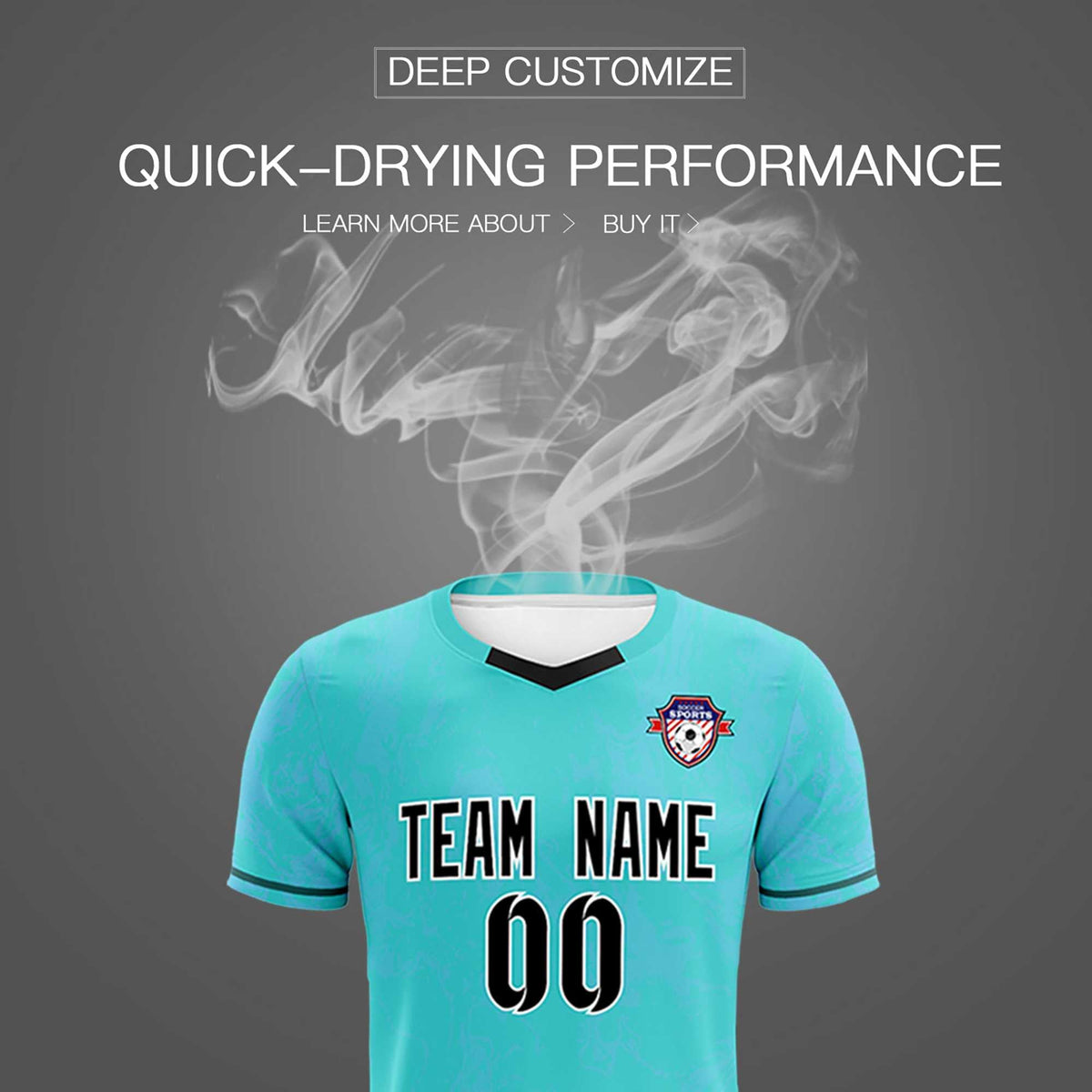 Custom Sky Blue Classic Graffiti Pattern Sportswear Football Kit Jersey