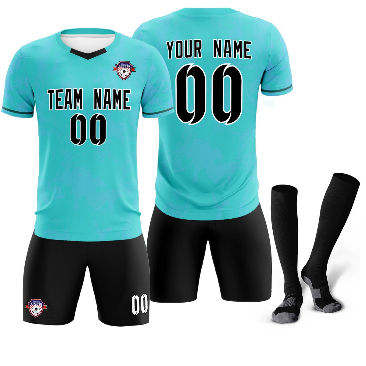 Custom Sky Blue Classic Graffiti Pattern Sportswear Football Kit Jersey