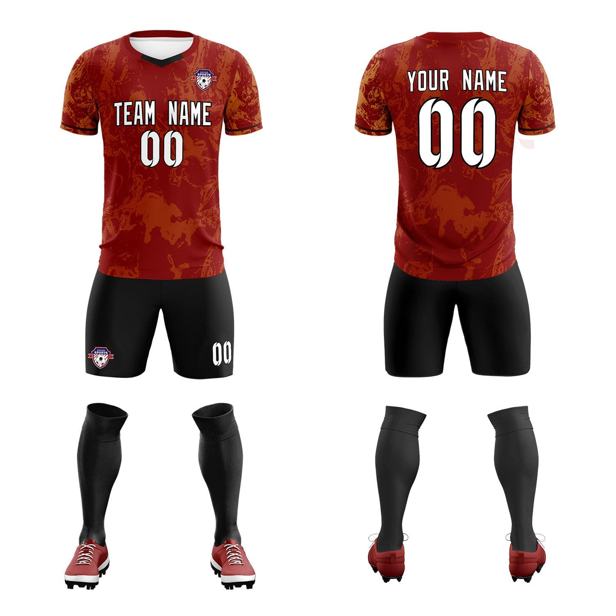 Custom Crimson Classic Graffiti Pattern Sportswear Football Kit Jersey