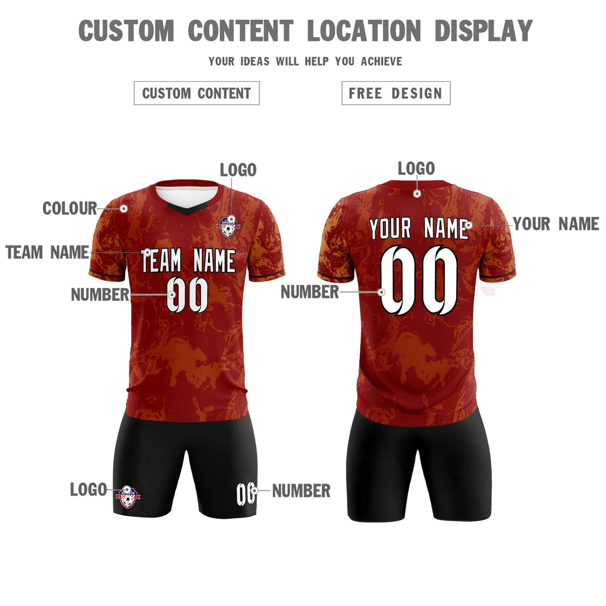 Custom Crimson Classic Graffiti Pattern Sportswear Football Kit Jersey