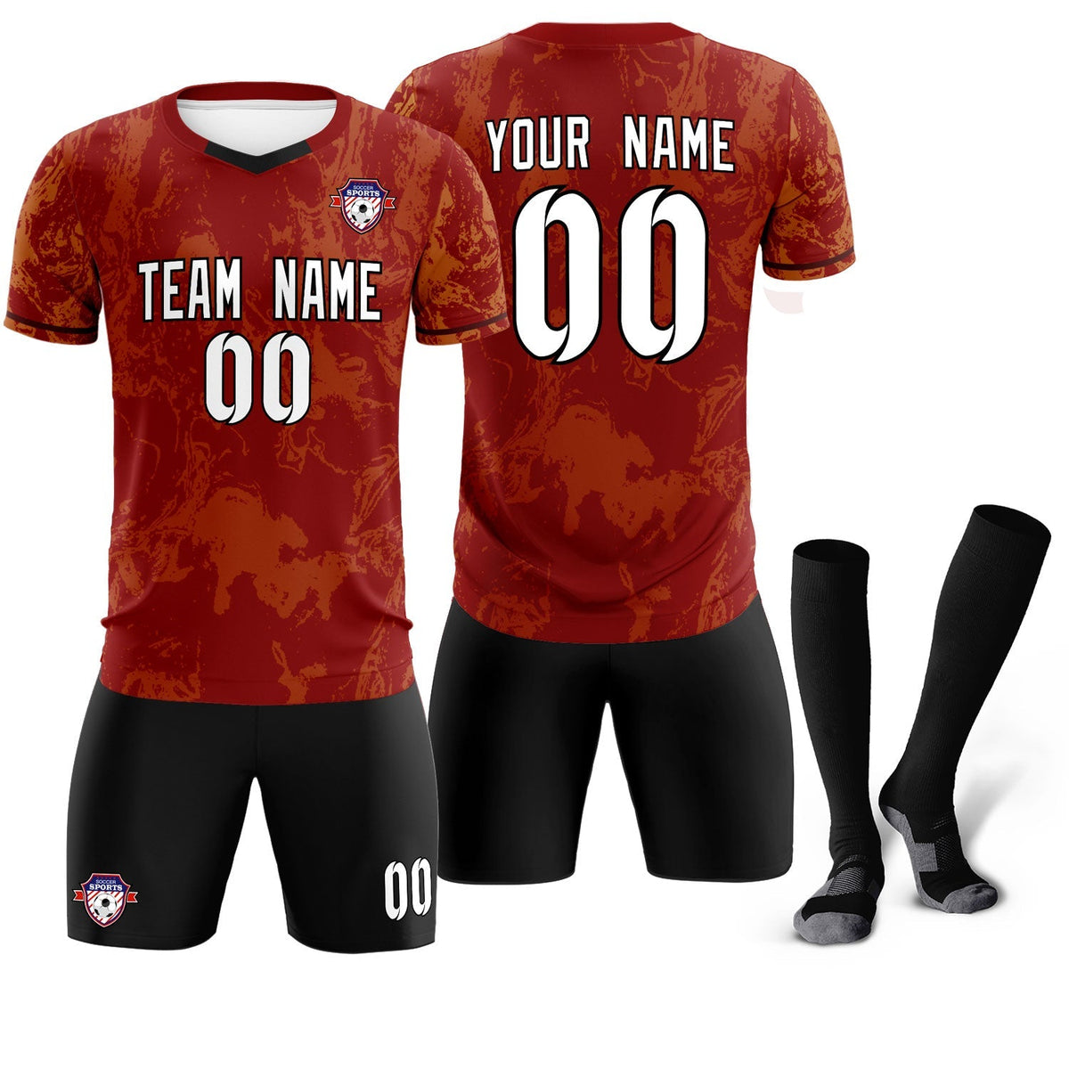 Custom Crimson Classic Graffiti Pattern Sportswear Football Kit Jersey