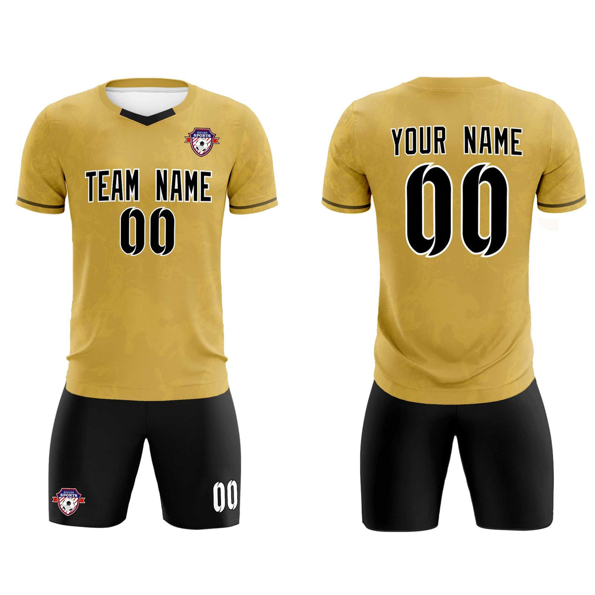 Custom Old Gold Classic Graffiti Pattern Sportswear Football Kit Jersey