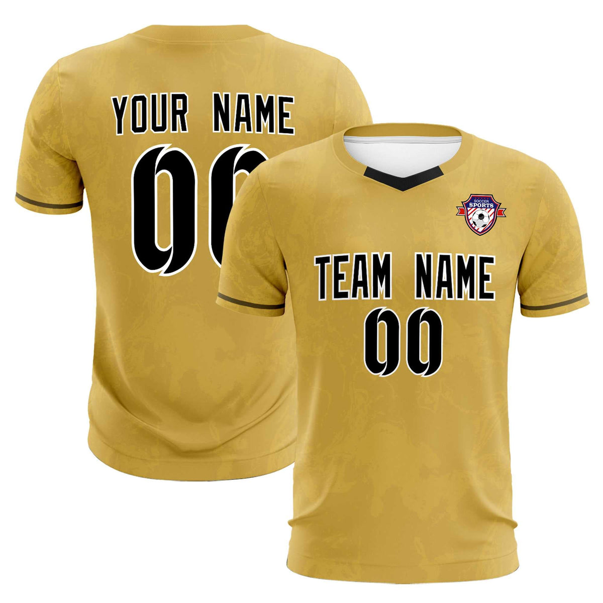 Custom Old Gold Classic Graffiti Pattern Sportswear Football Kit Jersey