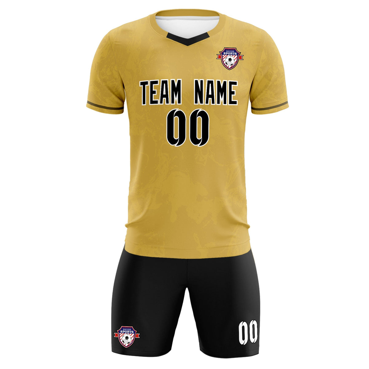 Custom Old Gold Classic Graffiti Pattern Sportswear Football Kit Jersey
