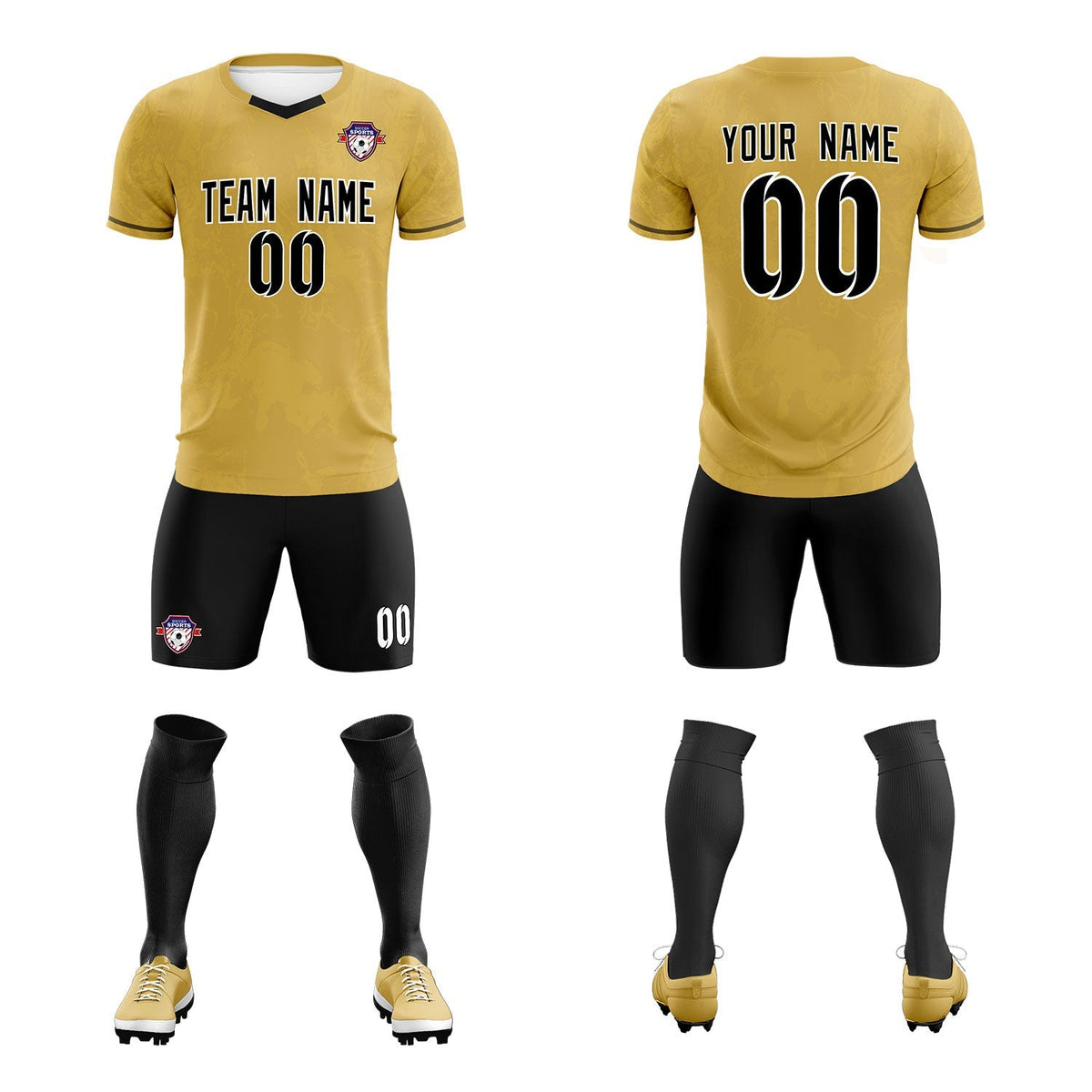 Custom Old Gold Classic Graffiti Pattern Sportswear Football Kit Jersey