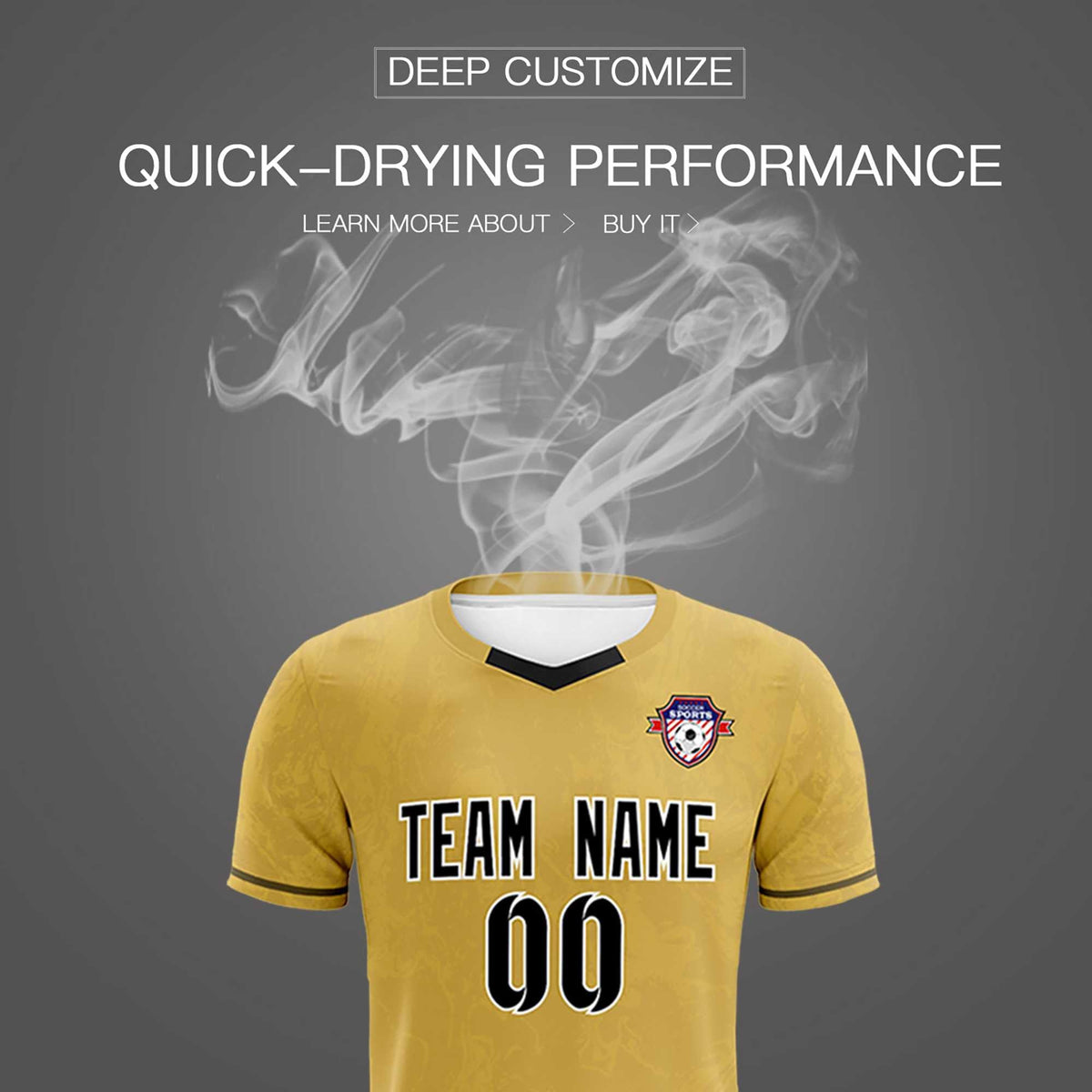 Custom Old Gold Classic Graffiti Pattern Sportswear Football Kit Jersey