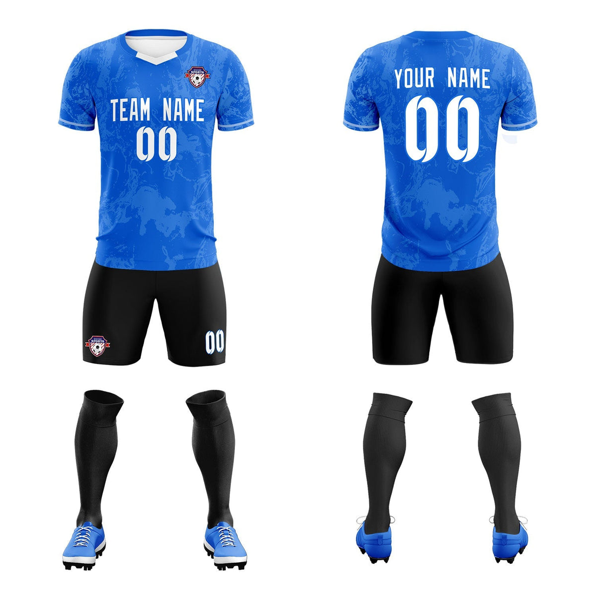Custom Royal Classic Graffiti Pattern Sportswear Football Kit Jersey