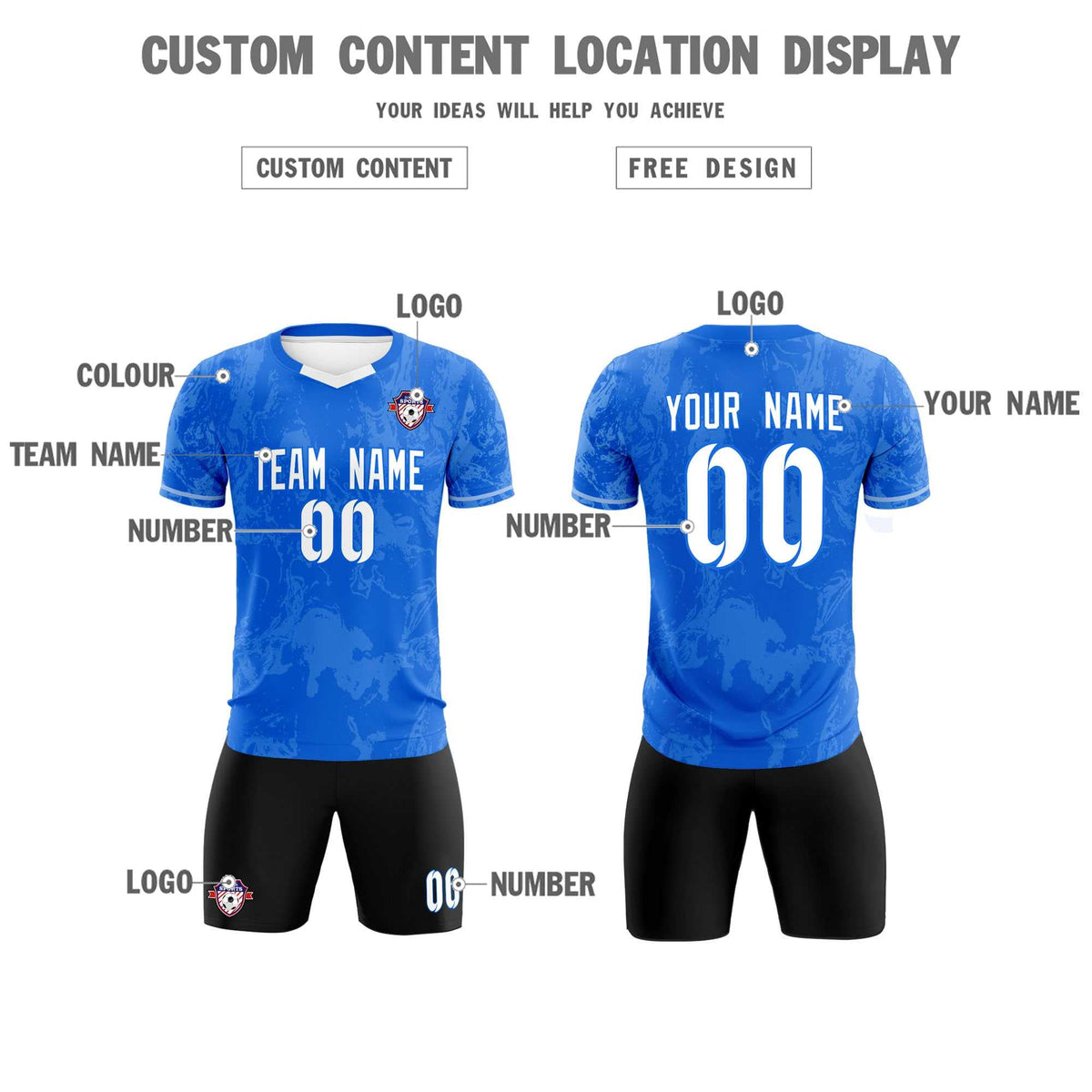 Custom Royal Classic Graffiti Pattern Sportswear Football Kit Jersey