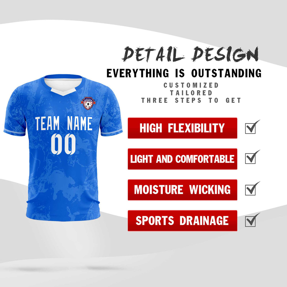 Custom Royal Classic Graffiti Pattern Sportswear Football Kit Jersey