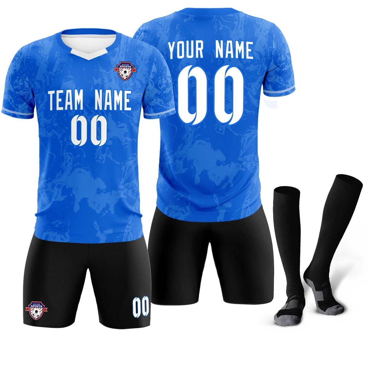 Custom Royal Classic Graffiti Pattern Sportswear Football Kit Jersey