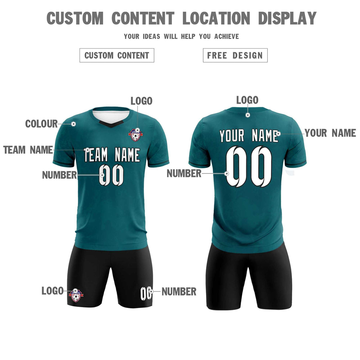 Custom Midnight Green Classic Graffiti Pattern Sportswear Football Kit Jersey