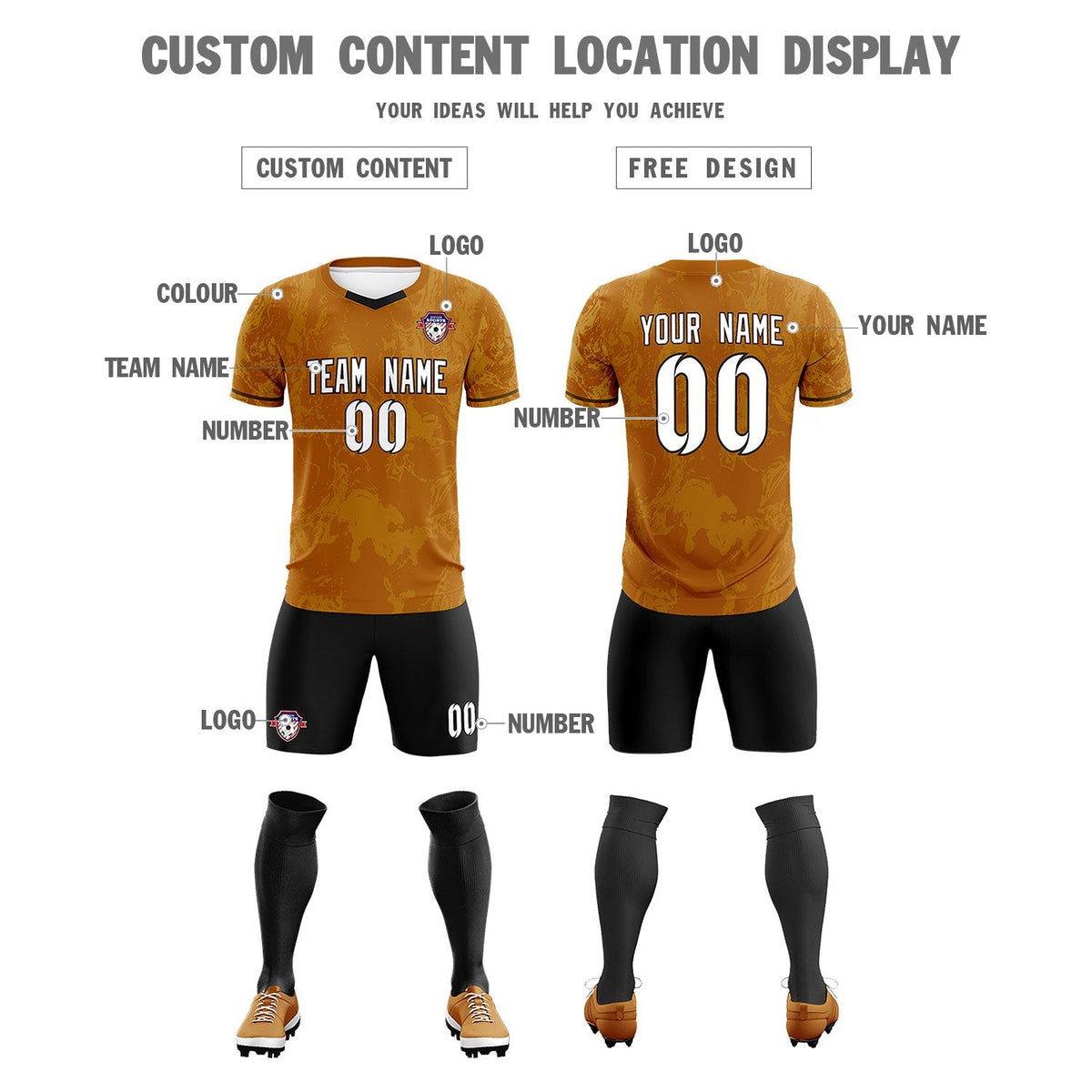 Custom Khaki Classic Graffiti Pattern Sportswear Football Kit Jersey