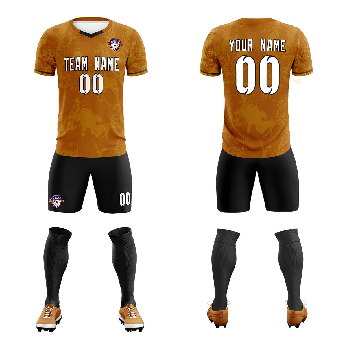 Custom Khaki Classic Graffiti Pattern Sportswear Football Kit Jersey