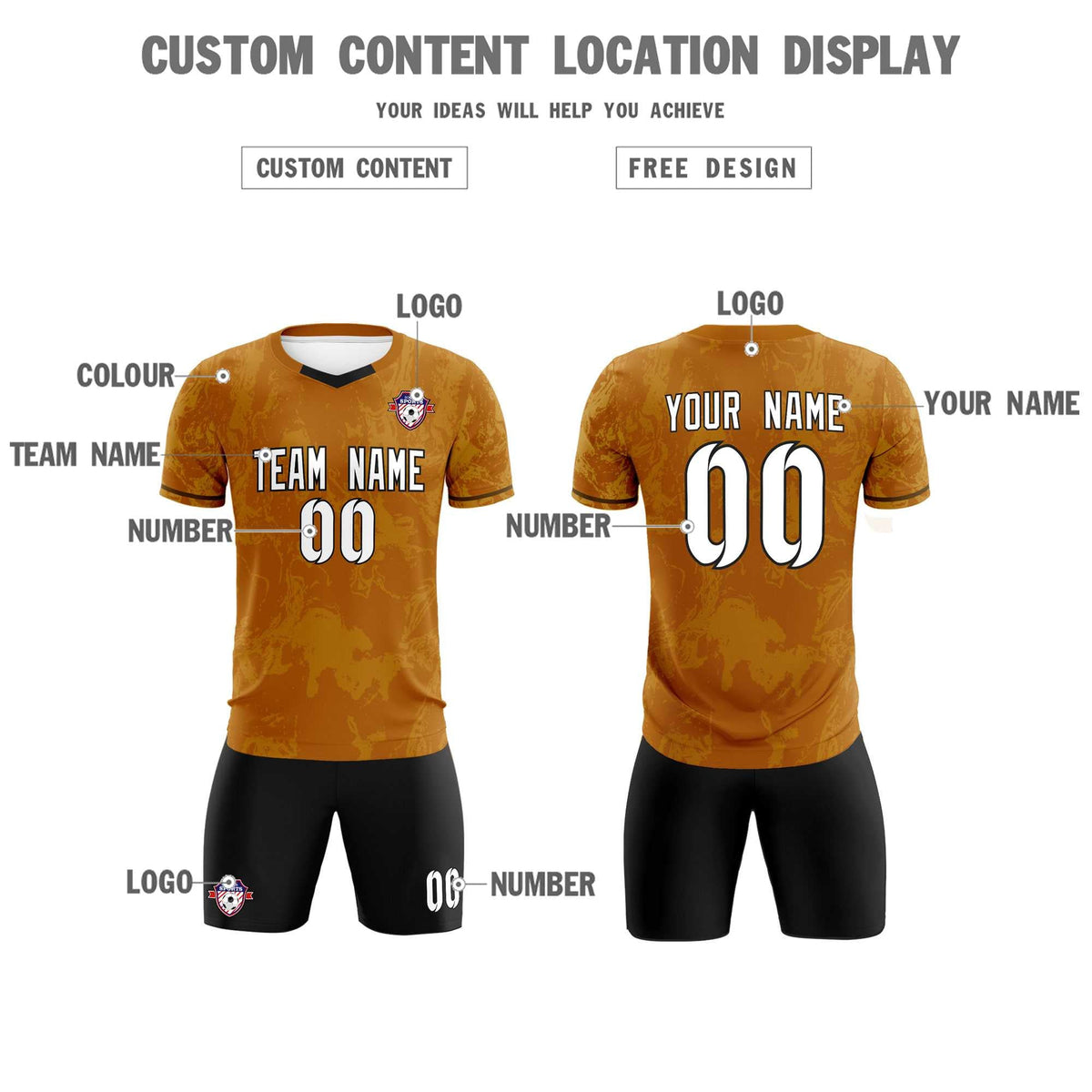 Custom Khaki Classic Graffiti Pattern Sportswear Football Kit Jersey