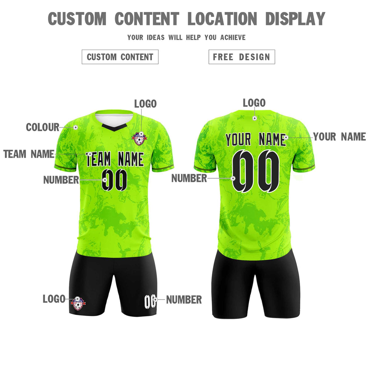 Custom Kelly Green Classic Graffiti Pattern Sportswear Football Kit Jersey