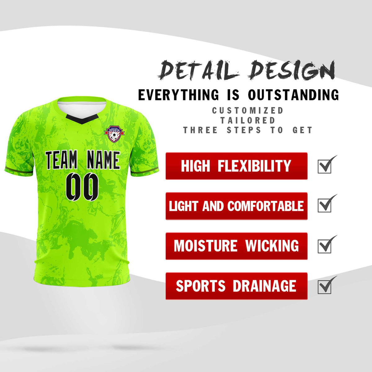 Custom Kelly Green Classic Graffiti Pattern Sportswear Football Kit Jersey