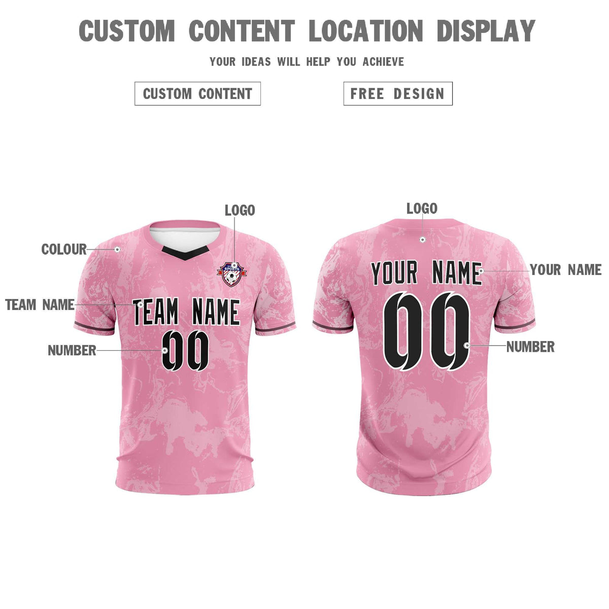 Custom Light Pink Classic Graffiti Pattern Sportswear Football Kit Jersey