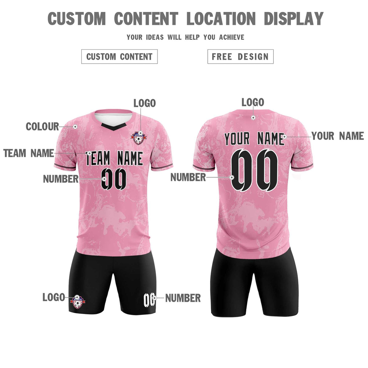Custom Light Pink Classic Graffiti Pattern Sportswear Football Kit Jersey