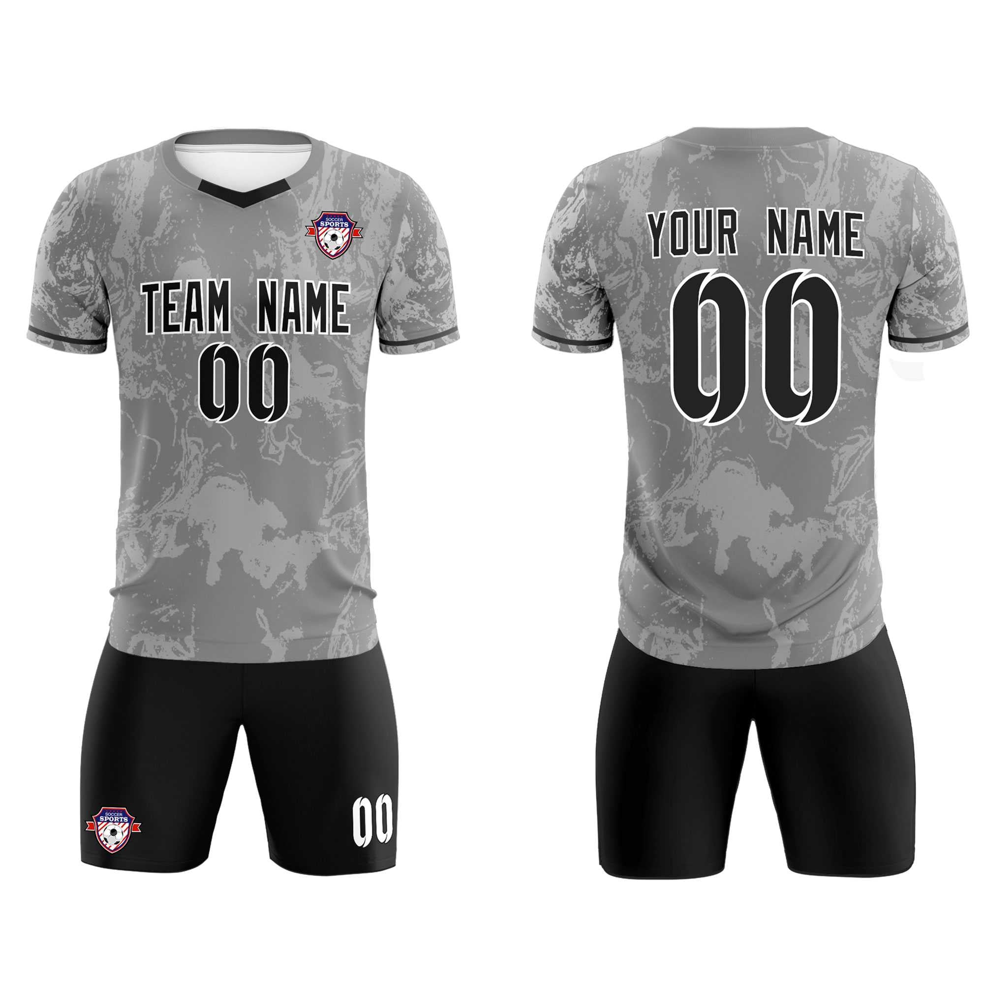 Custom Gray Classic Graffiti Pattern Sportswear Football Kit Jersey