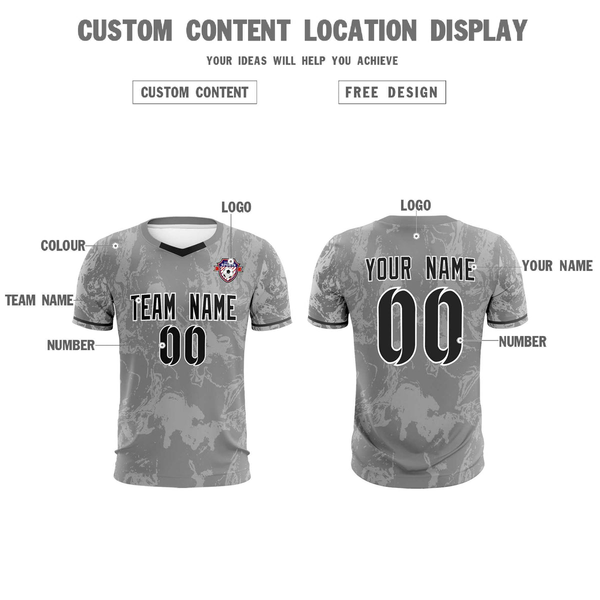 Custom Gray Classic Graffiti Pattern Sportswear Football Kit Jersey