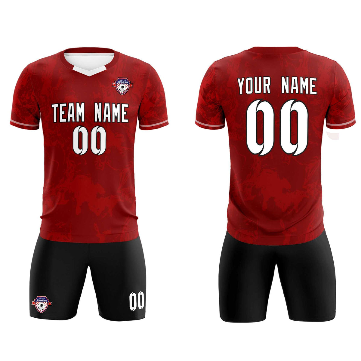 Custom Crimson Classic Graffiti Pattern Sportswear Football Kit Jersey