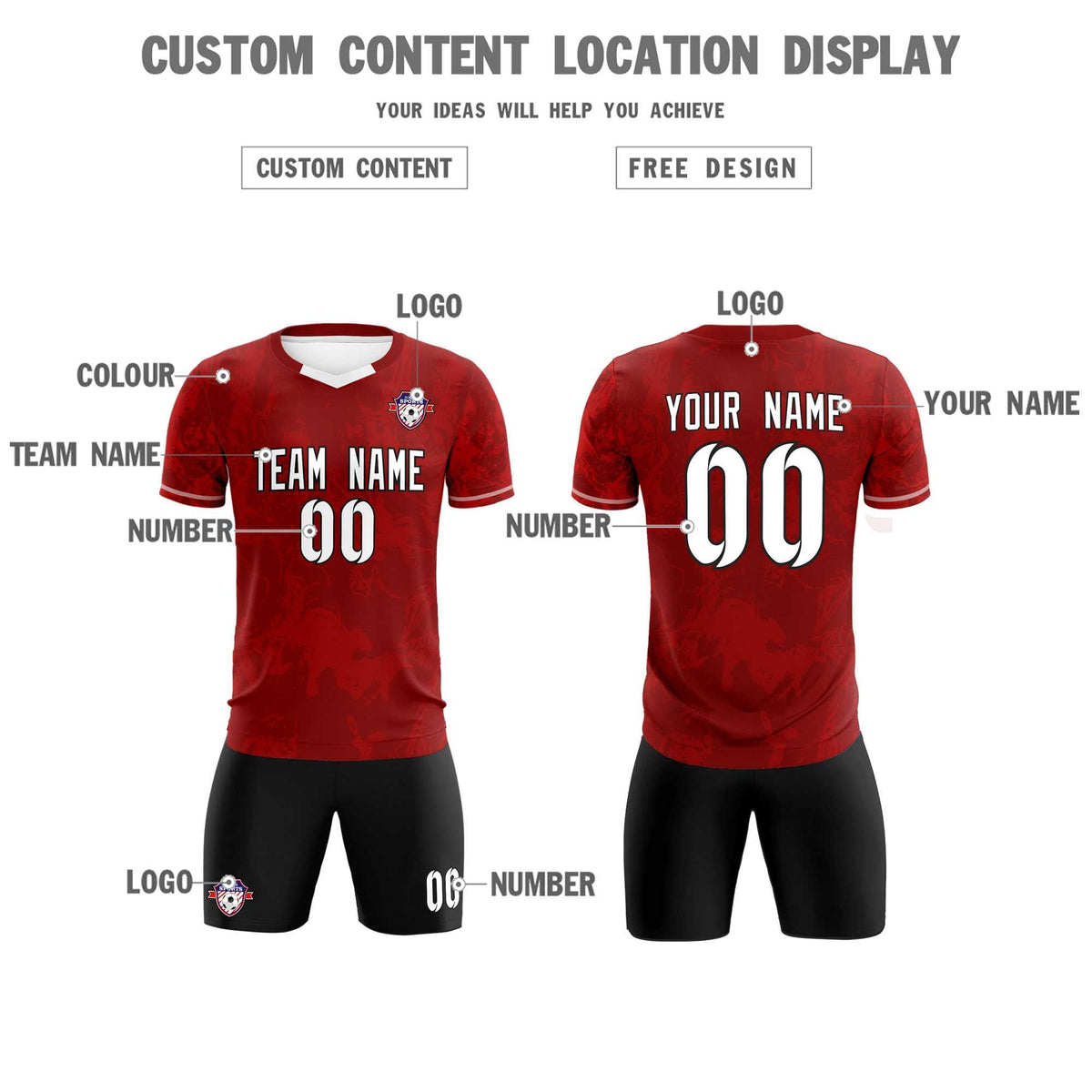 Custom Crimson Classic Graffiti Pattern Sportswear Football Kit Jersey