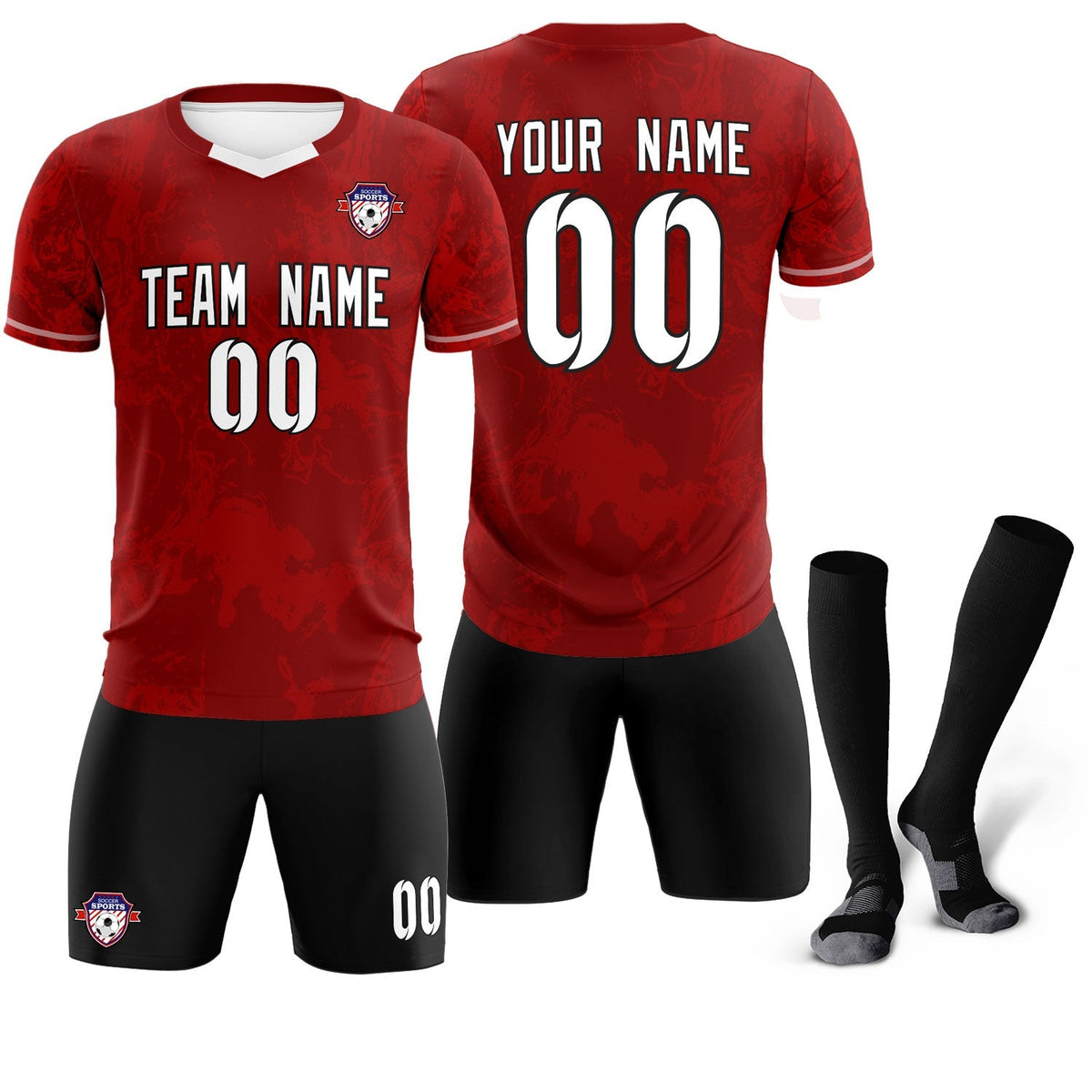 Custom Crimson Classic Graffiti Pattern Sportswear Football Kit Jersey