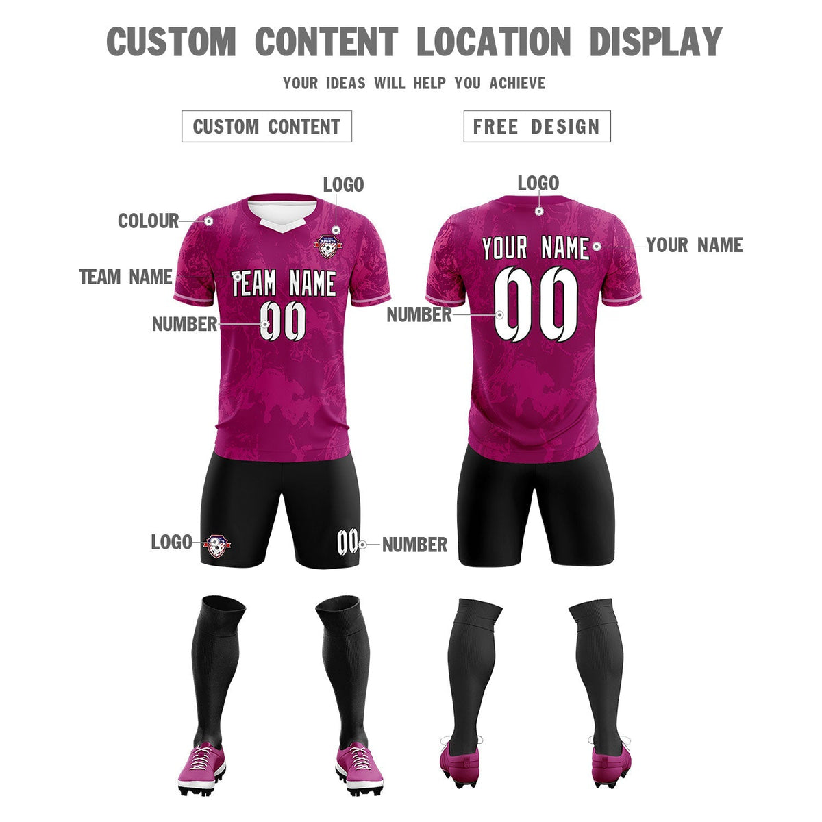 Custom Red Classic Graffiti Pattern Sportswear Football Kit Jersey