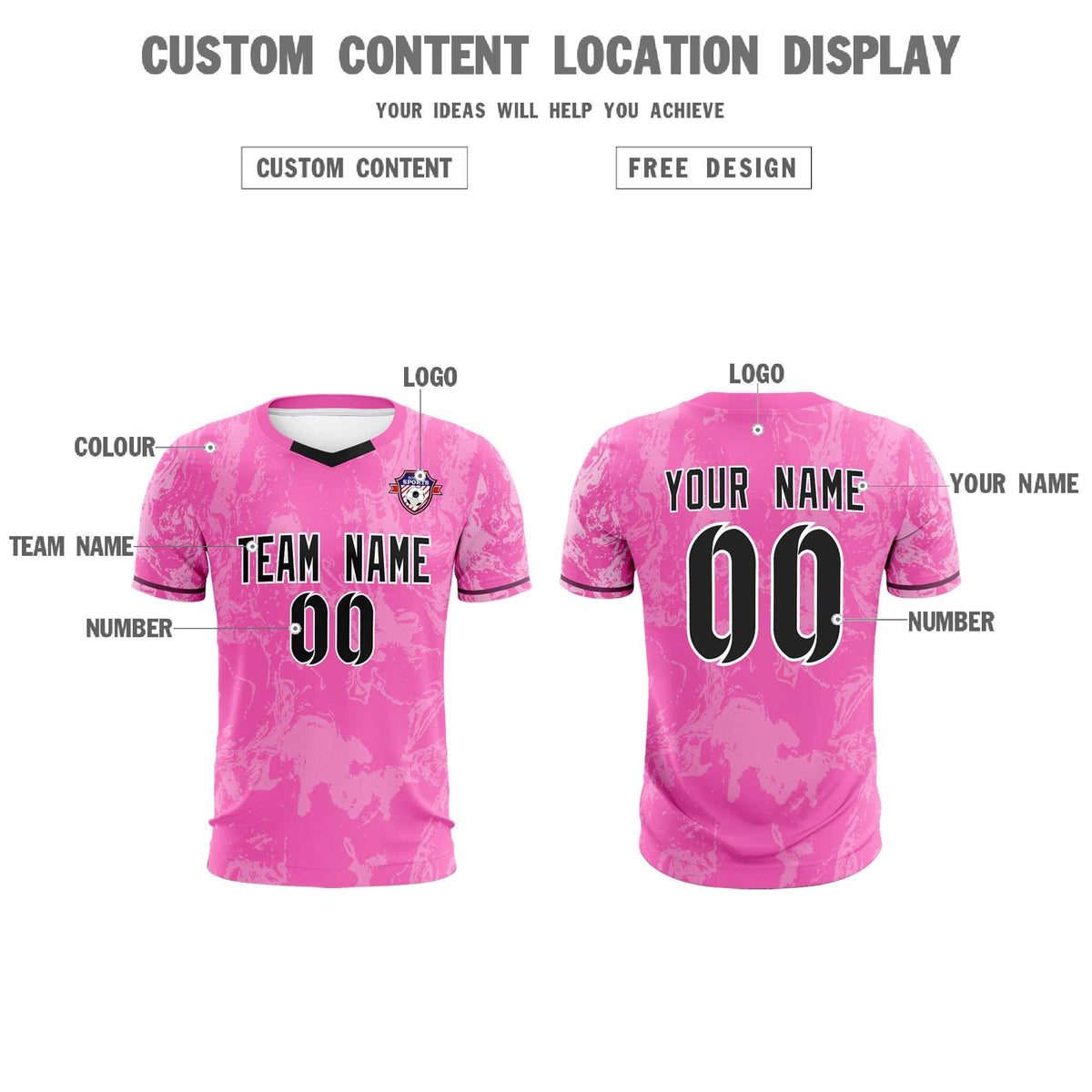 Custom Pink Classic Graffiti Pattern Sportswear Football Kit Jersey