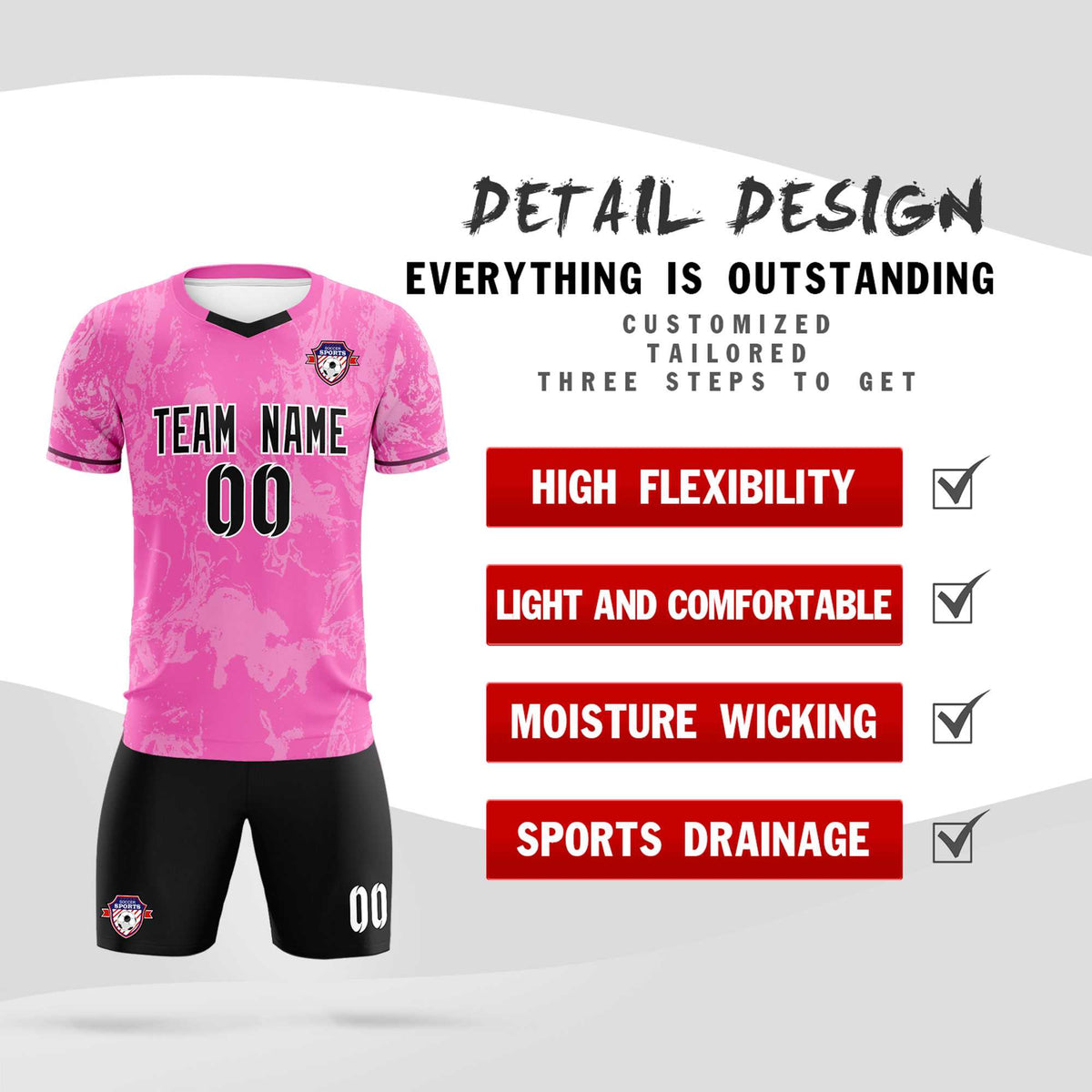 Custom Pink Classic Graffiti Pattern Sportswear Football Kit Jersey