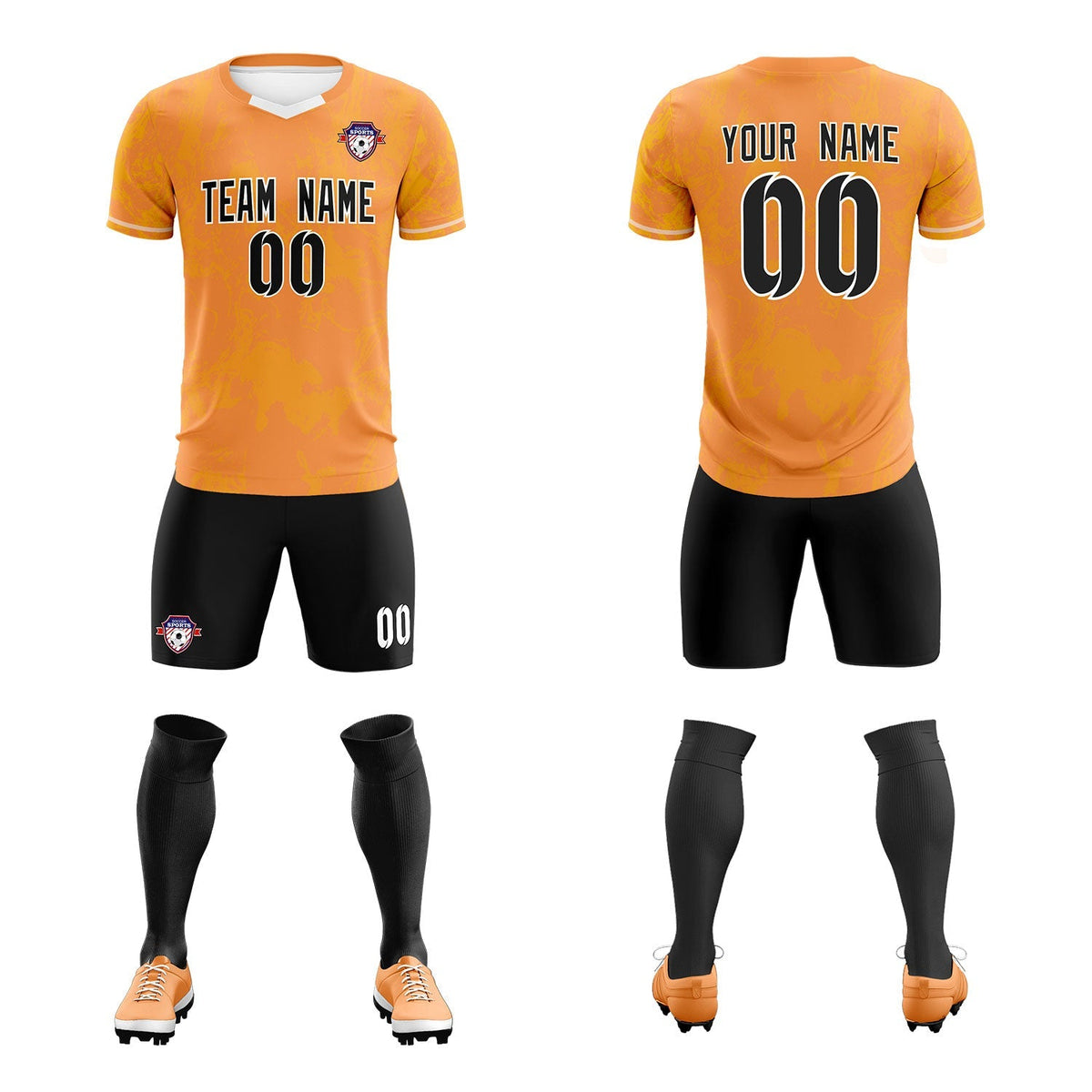 Custom Texas Orange Classic Graffiti Pattern Sportswear Football Kit Jersey