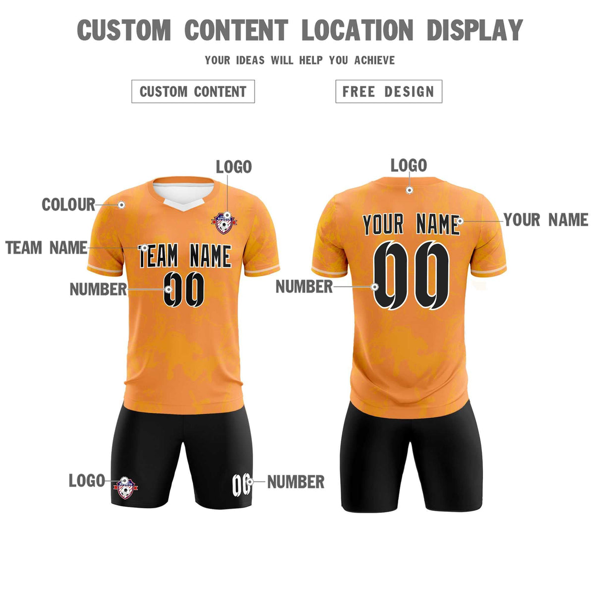 Custom Texas Orange Classic Graffiti Pattern Sportswear Football Kit Jersey