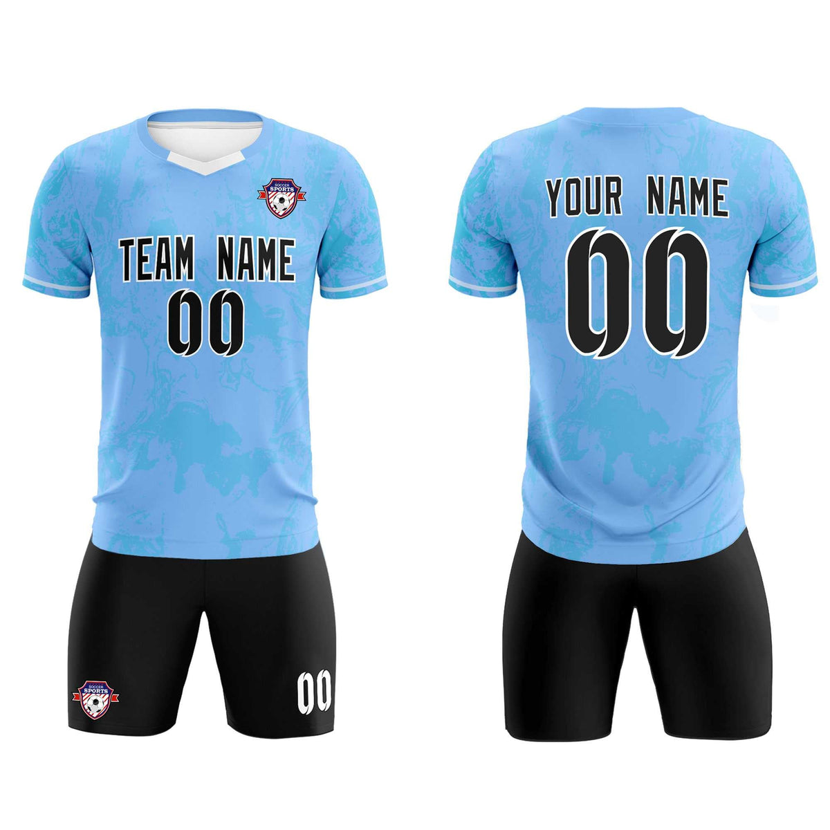 Custom Light Blue Classic Graffiti Pattern Sportswear Football Kit Jersey