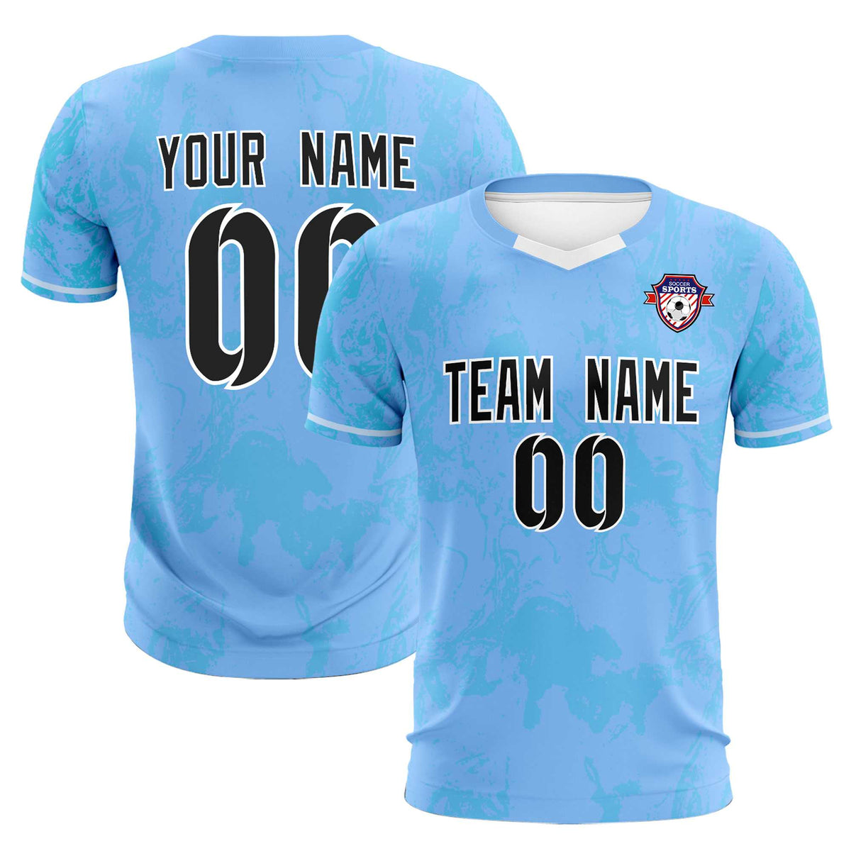 Custom Light Blue Classic Graffiti Pattern Sportswear Football Kit Jersey