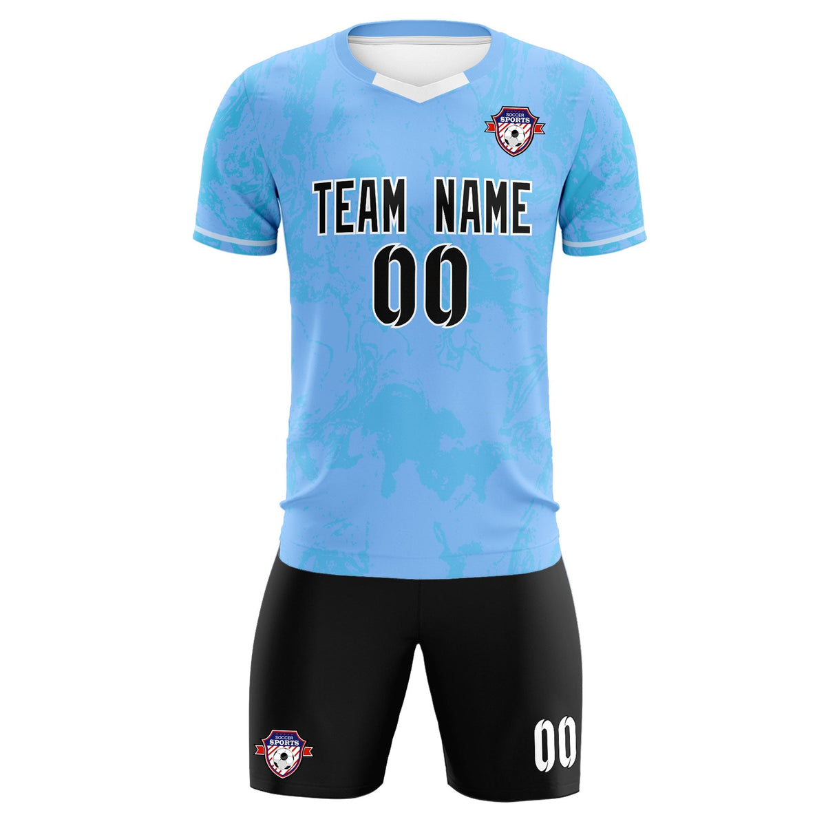 Custom Light Blue Classic Graffiti Pattern Sportswear Football Kit Jersey