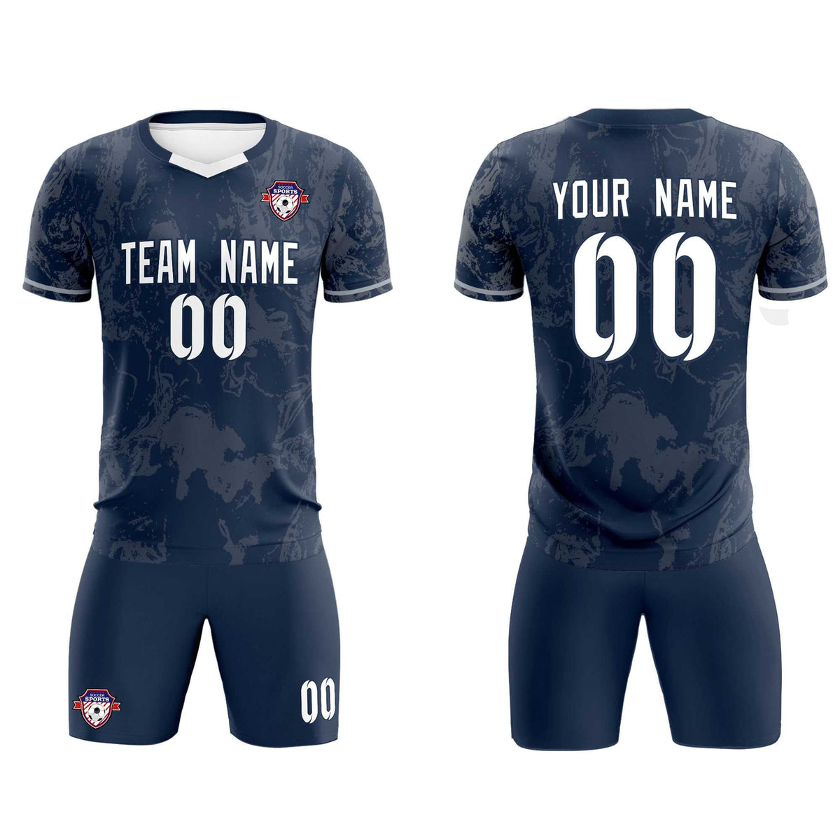Custom Navy Classic Graffiti Pattern Sportswear Football Kit Jersey